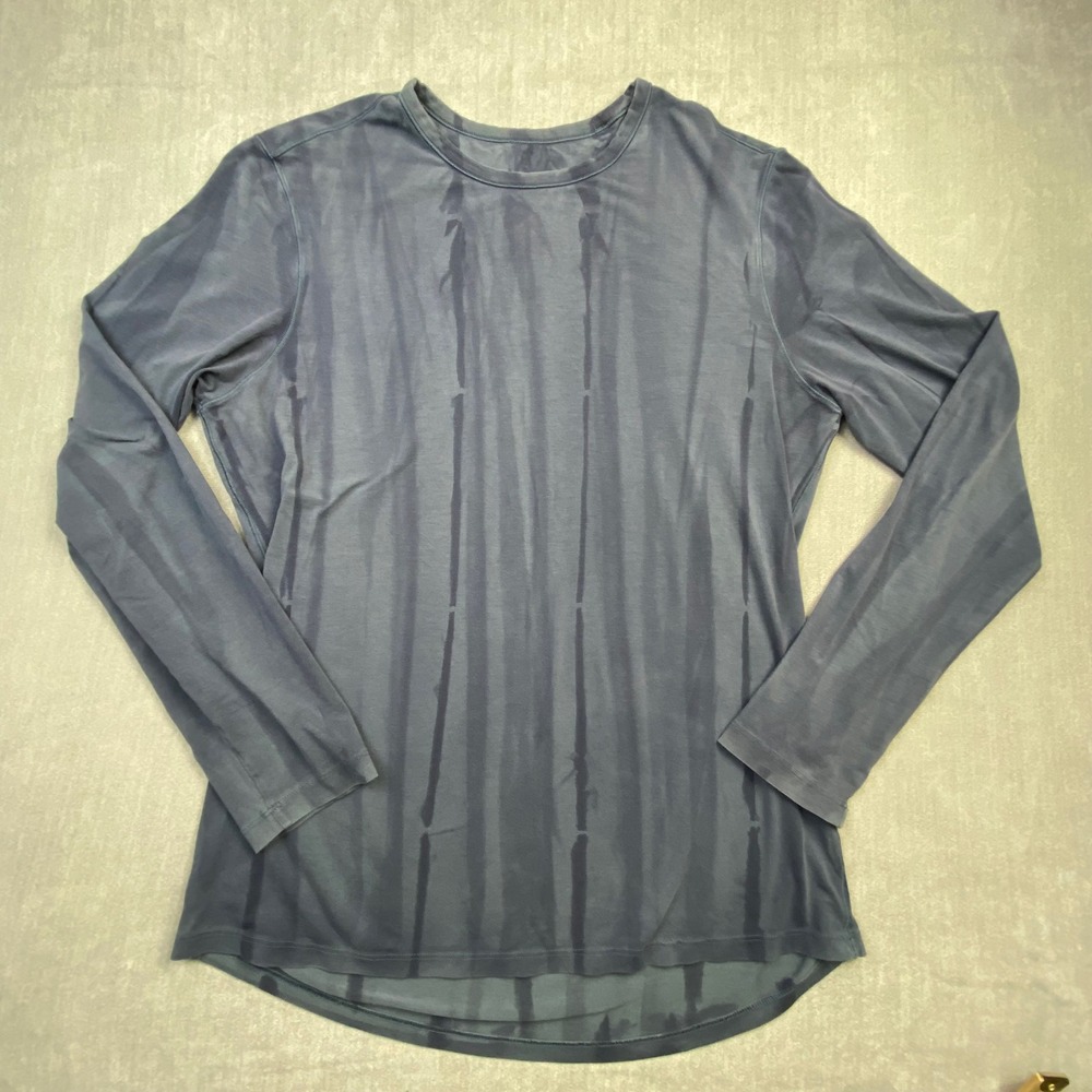 Lululemon Mens Long‎ Sleeve Tie Dye Crew Neck Athletic Top Blue Grey XL